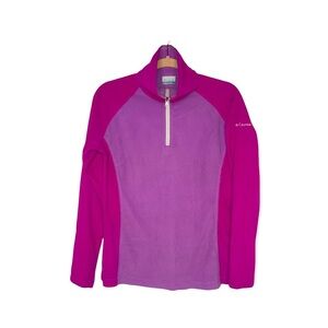 COLUMBIA Pink Two-Tone 1/4 Zip Pullover Fleece Jacket M